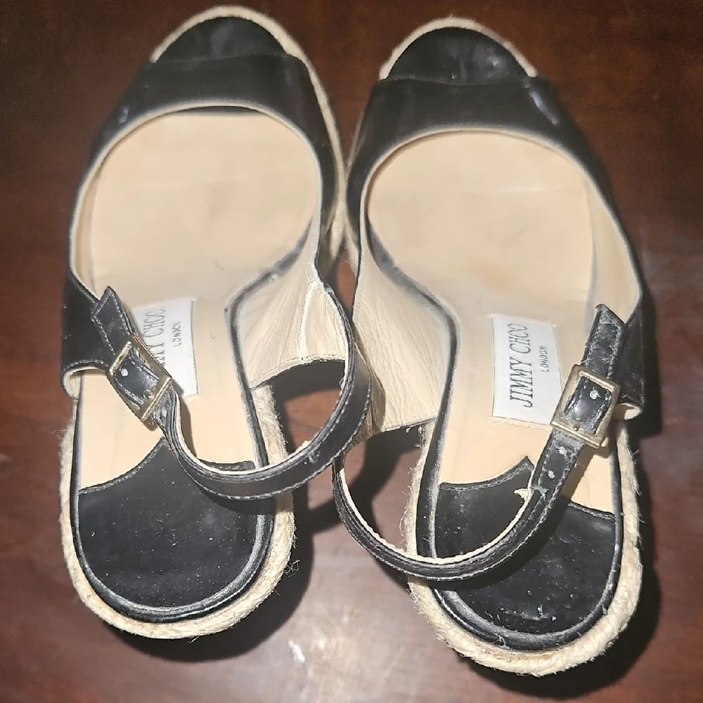 Jimmy Choo Black Espadrille Wedges